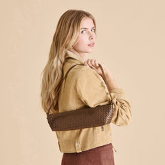 Dolce Vita ACCESSORIES | Savaii Brown Woven Leather Shoulder Bag
