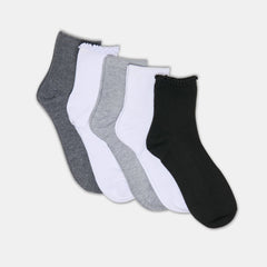 Dolce Vita Sale | 5-Pack Lettuce Edge White Grey Anklet Socks