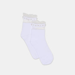 Dolce Vita Sale | Sheer Ruffle White Pearl Anklet Socks