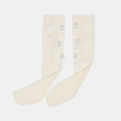 Dolce Vita Sale | Floral Chiffon White Slouch Socks