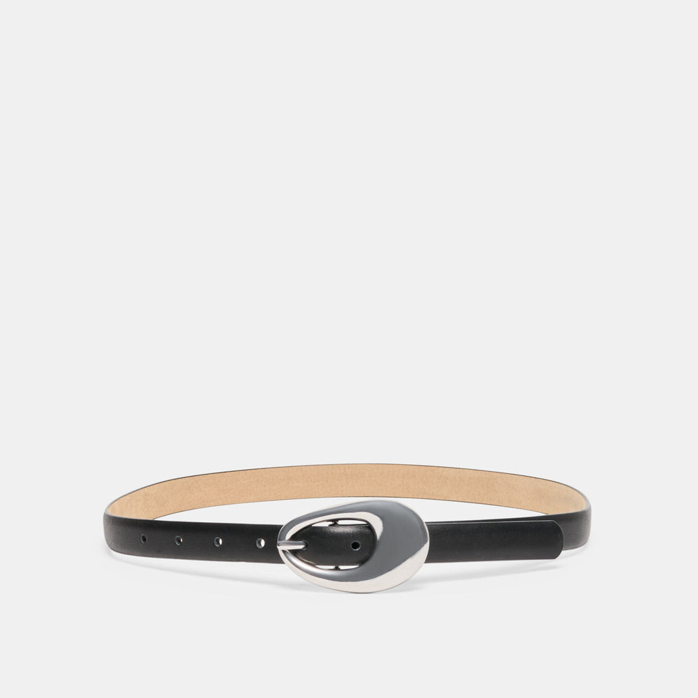 Dolce Vita ACCESSORIES | Organic Oval Black Silver Buckle Belt