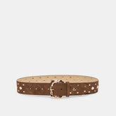 Dolce Vita ACCESSORIES | Rectangle Buckle Brown Suede Gold Studded Belt