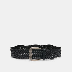Dolce Vita ACCESSORIES | Western Black Woven Leather Belt with Silver Buckle