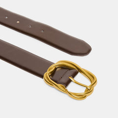 Dolce Vita ACCESSORIES | Braided Mahogany Gold Buckle Belt