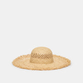 Dolce Vita ACCESSORIES | Open Weave Tan Sunhat with Frayed Edge
