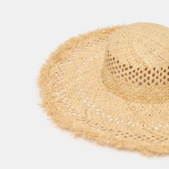 Dolce Vita ACCESSORIES | Open Weave Tan Sunhat with Frayed Edge