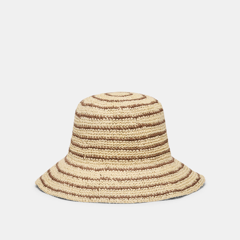 Dolce Vita ACCESSORIES | Striped Brown Natural Straw Cloche