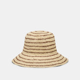 Dolce Vita ACCESSORIES | Striped Brown Natural Straw Cloche