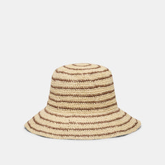 Dolce Vita ACCESSORIES | Striped Brown Natural Straw Cloche