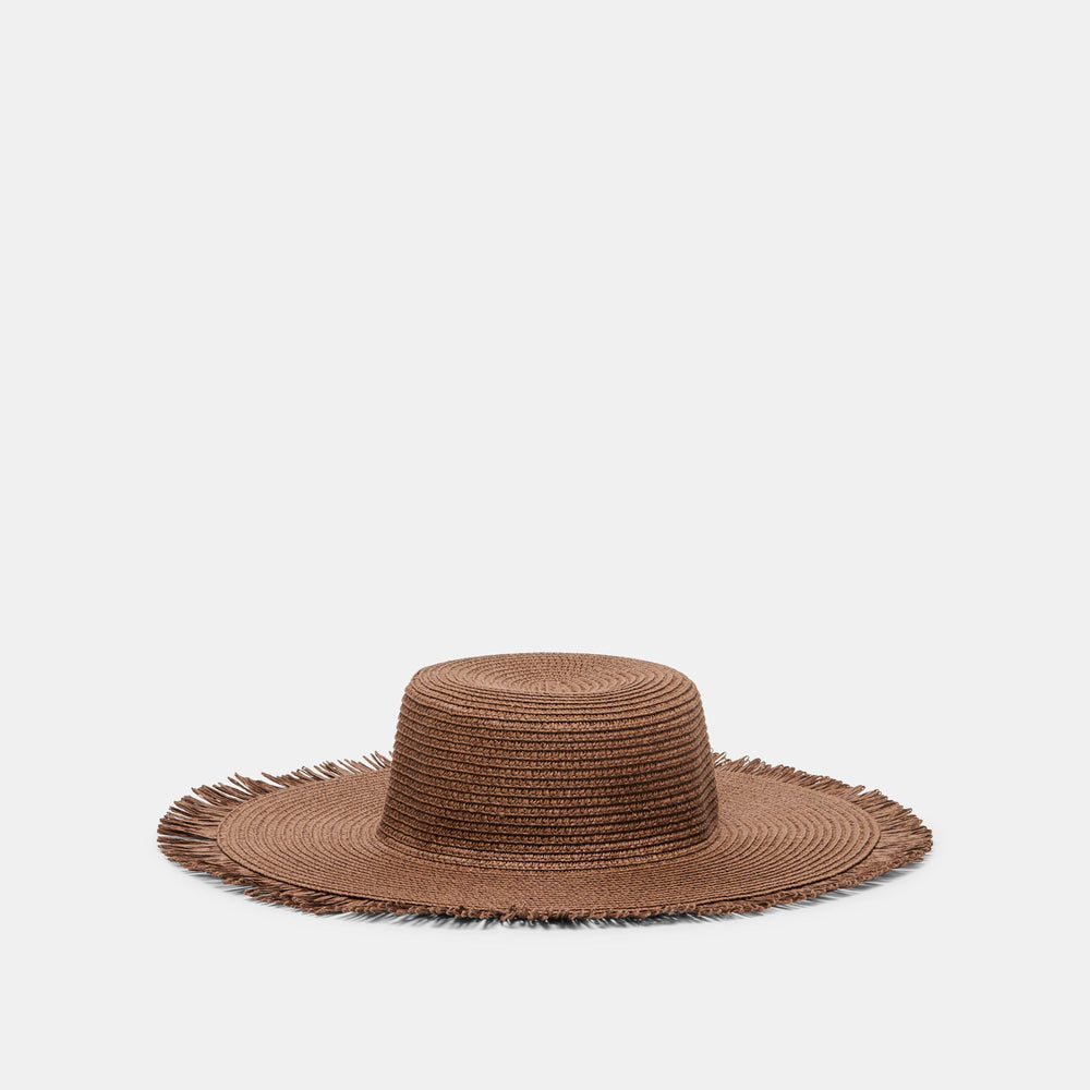 Dolce Vita ACCESSORIES | Floppy Dark Brown Sunhat with Ribbon and Frayed Edge