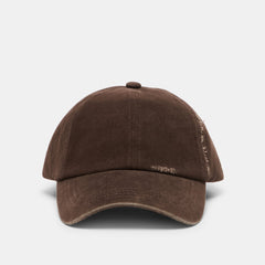 Dolce Vita ACCESSORIES | Distressed Dark Brown Baseball Cap with Embroidery
