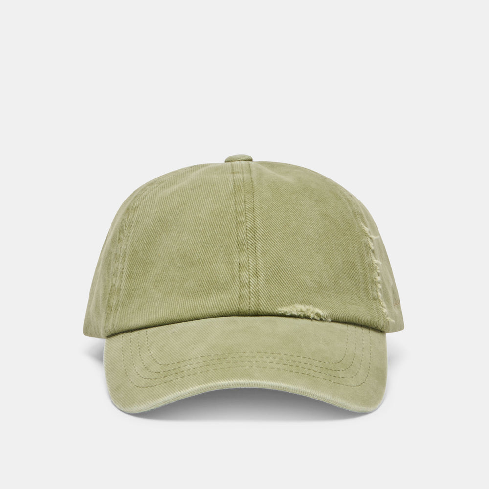Dolce Vita ACCESSORIES | Distressed Olive Baseball Cap with Embroidery