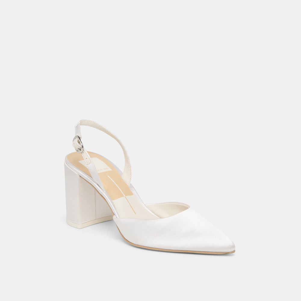 Dolce Vita SHOES | Carel True White Satin High Heels