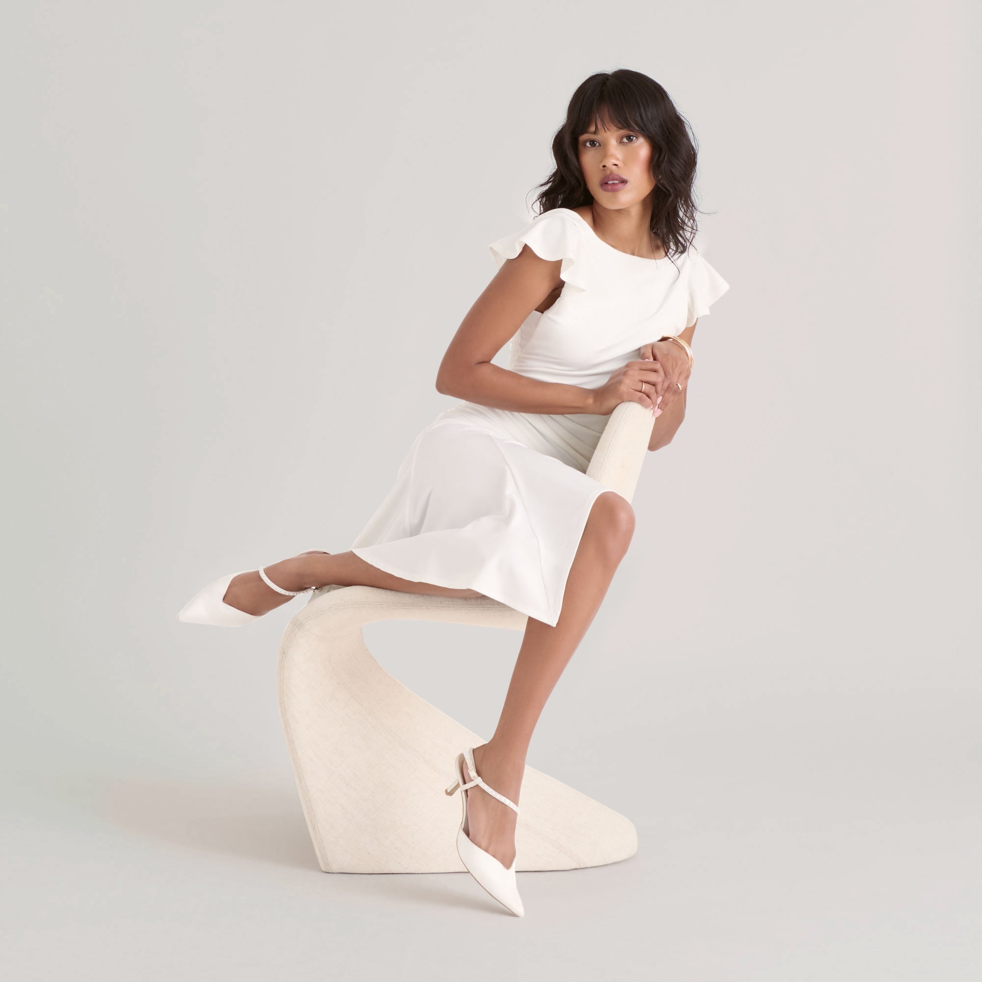 Dolce Vita SHOES | Kamra Pearl True White Satin Mid Heels