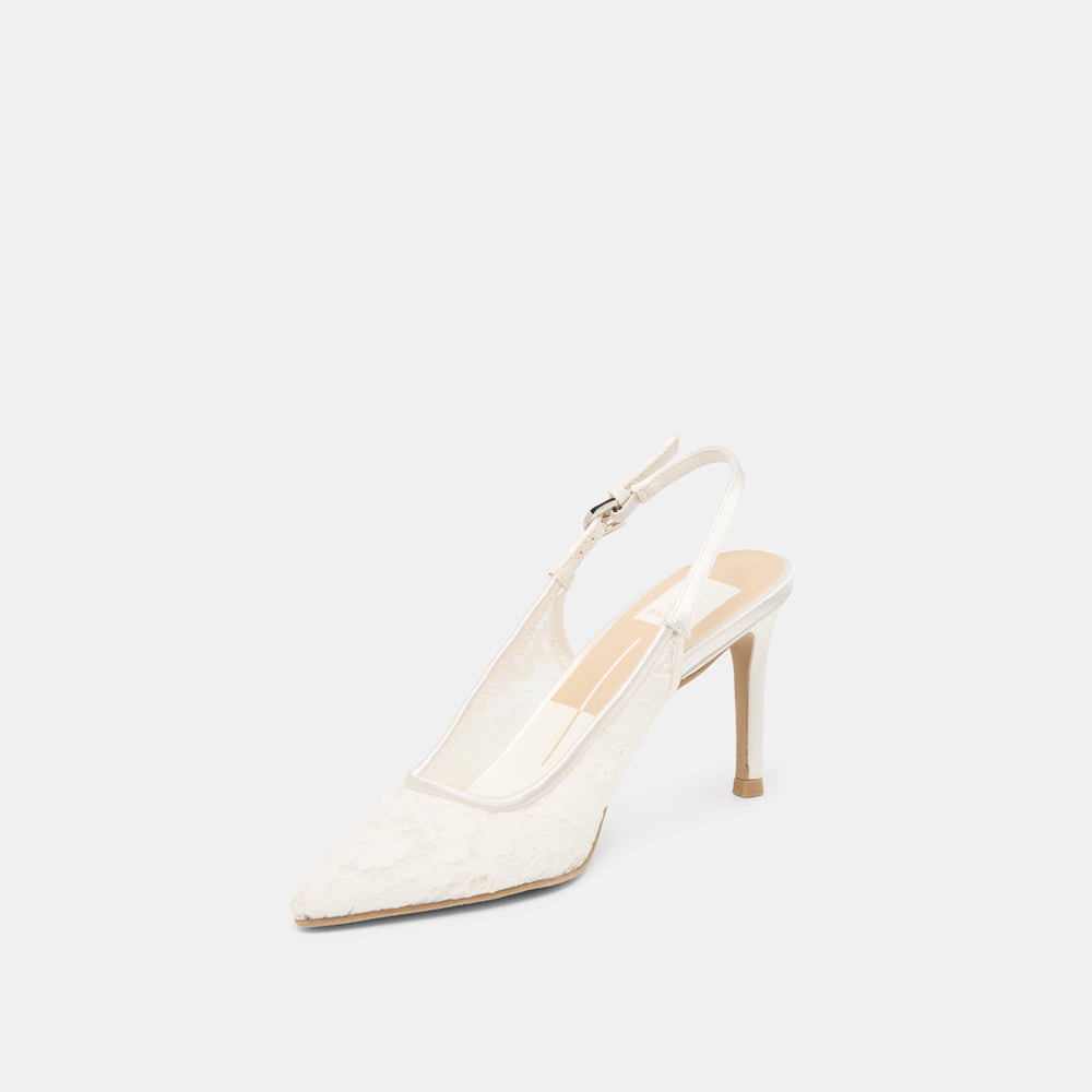 Dolce Vita SHOES | Yami True White Lace Heels
