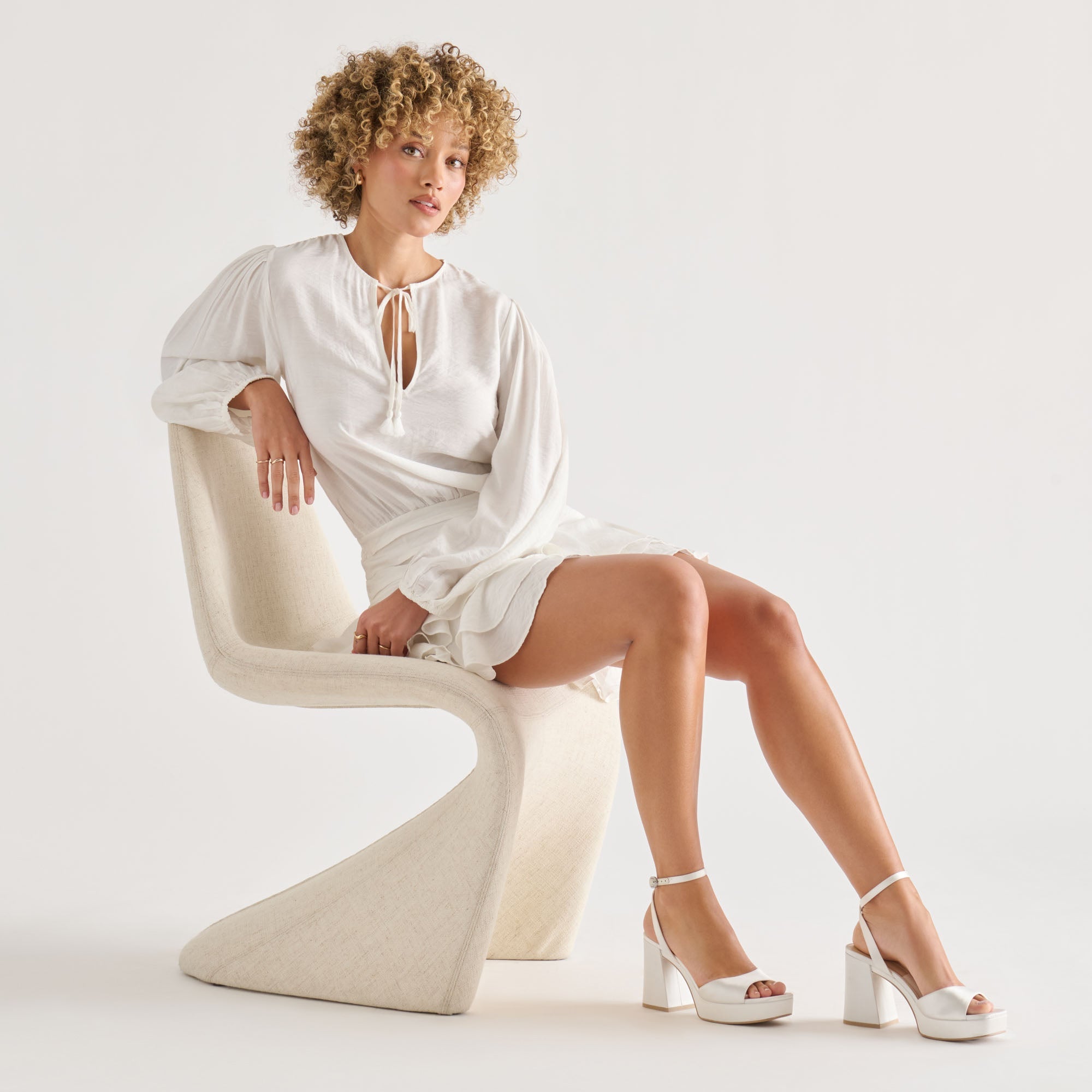 Dolce Vita SHOES | Felica White Satin Heels