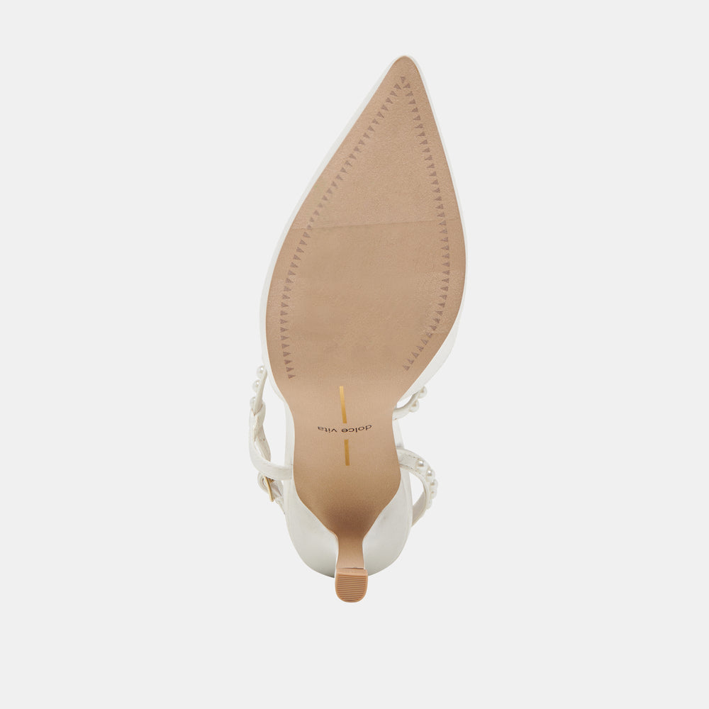 Dolce Vita SHOES | KAMRA PEARL HEELS TRUE WHITE SATIN
 – Dolce Vita