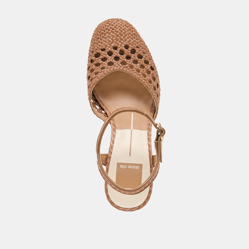 Dolce Vita SHOES | Gero Mid Brown Woven Raffia Heels