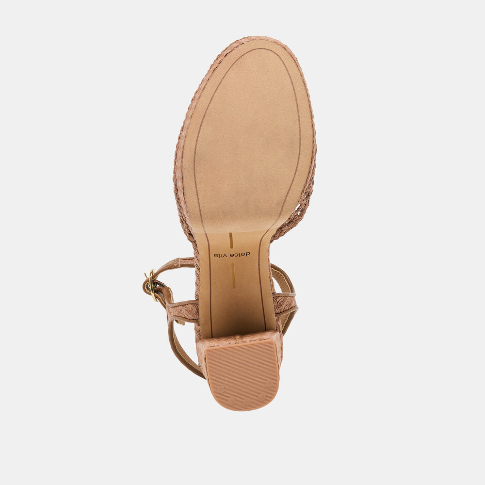 Dolce Vita SHOES | Gero Mid Brown Woven Raffia Heels