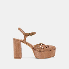 Dolce Vita SHOES | Gero Mid Brown Woven Raffia Heels