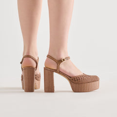 Dolce Vita SHOES | Gero Mid Brown Woven Raffia Heels