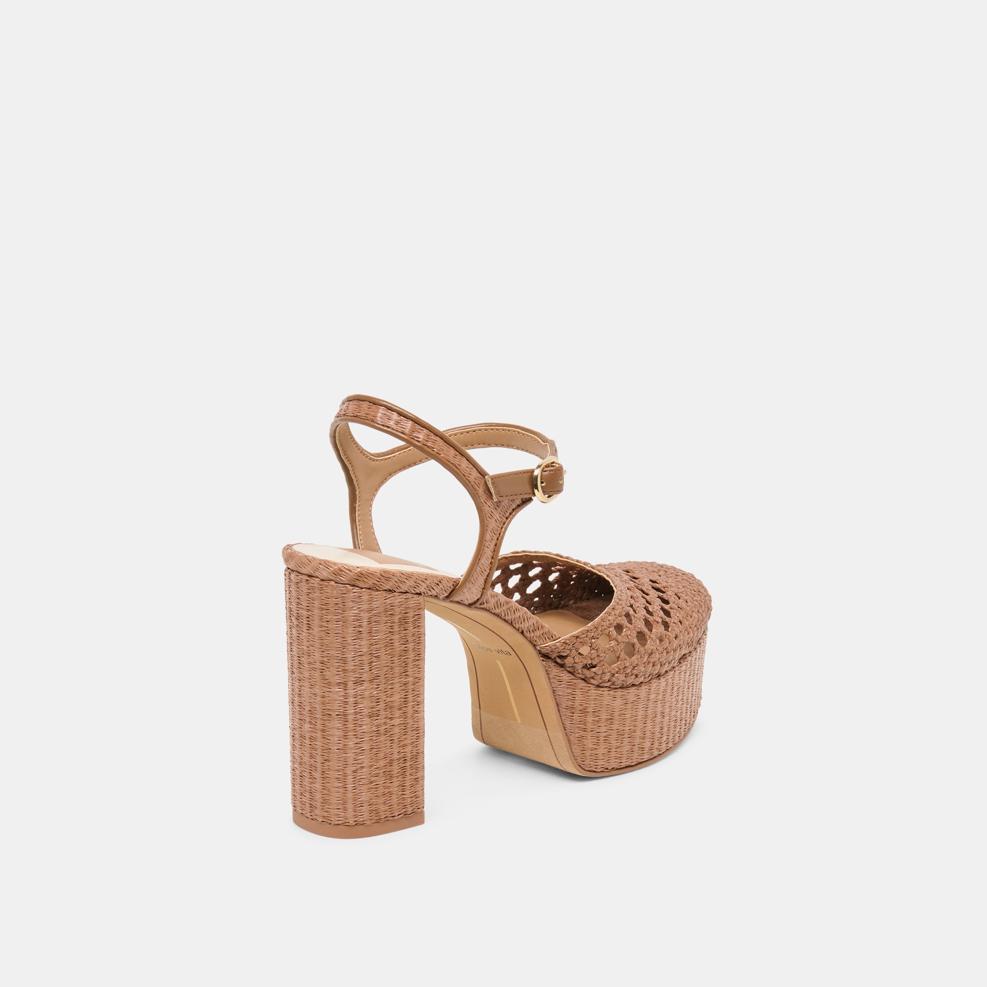 Dolce Vita SHOES | Gero Mid Brown Woven Raffia Heels