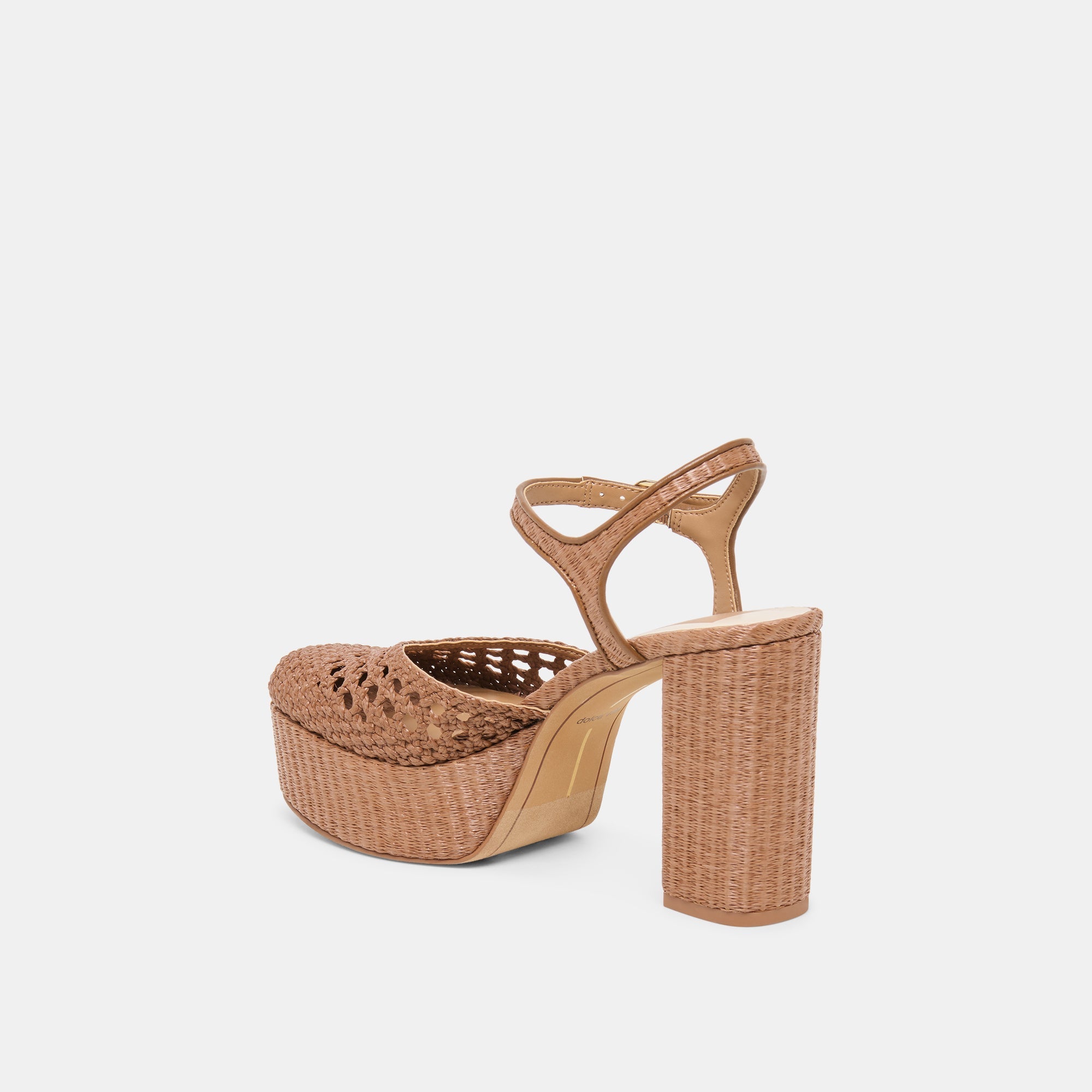 Dolce Vita SHOES | Gero Mid Brown Woven Raffia Heels