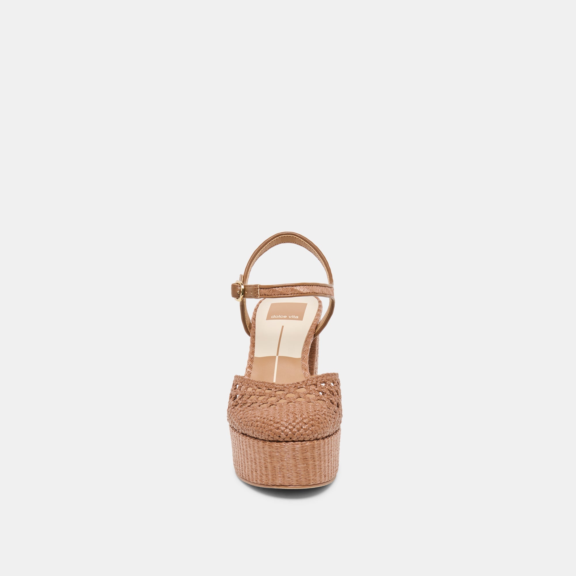 Dolce Vita SHOES | Gero Mid Brown Woven Raffia Heels