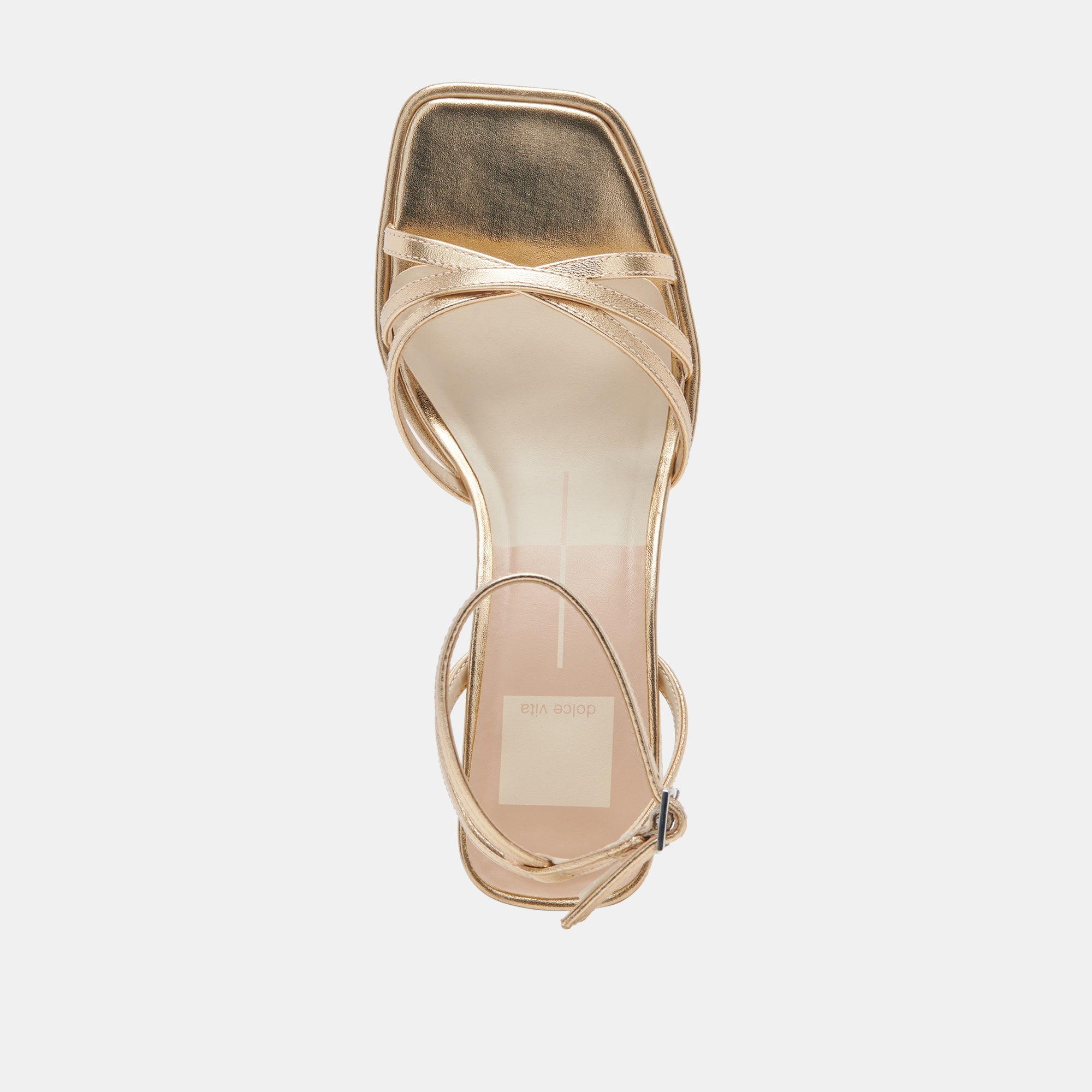 Dolce Vita SHOES | Manji Wide Light Gold Metallic Leather Heels
