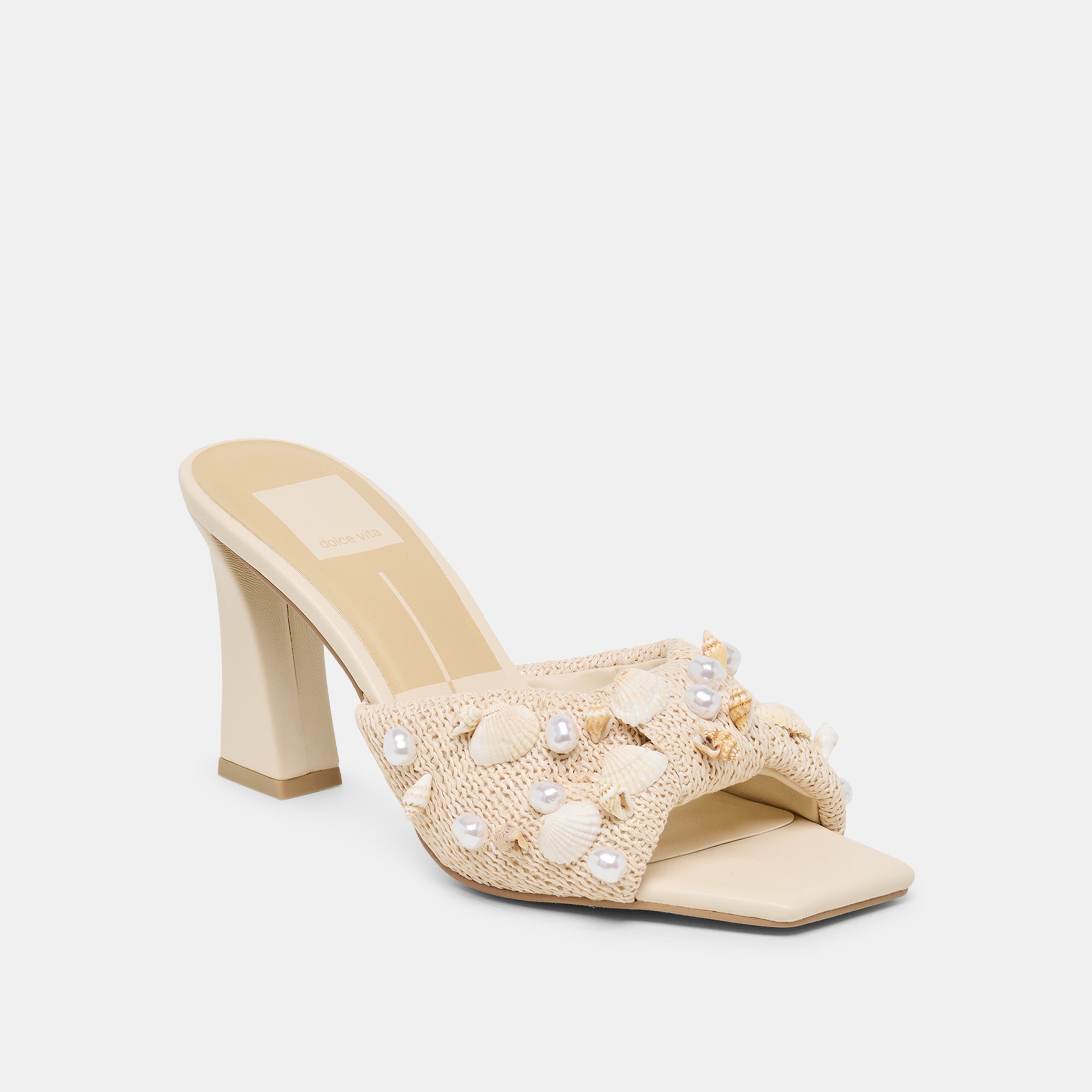 Dolce Vita SHOES | Tylah Oatmeal Beaded Raffia Heels