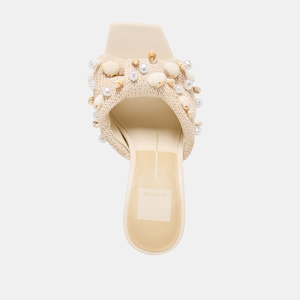 Dolce Vita SHOES | Tylah Oatmeal Beaded Raffia Heels