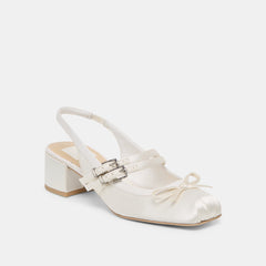 Dolce Vita SHOES | Loris True White Satin Heels