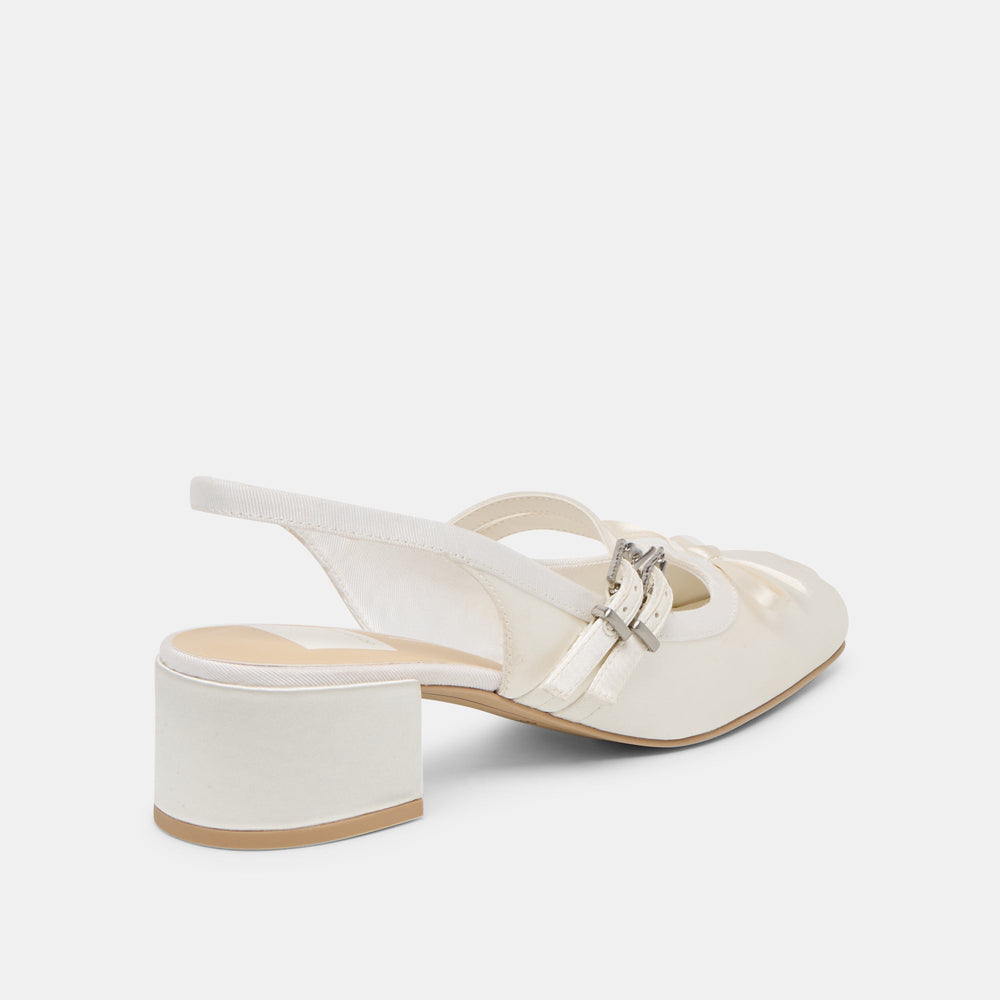 Dolce Vita SHOES | Loris True White Satin Heels