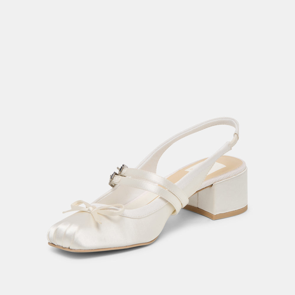 Dolce Vita SHOES | Loris True White Satin Heels