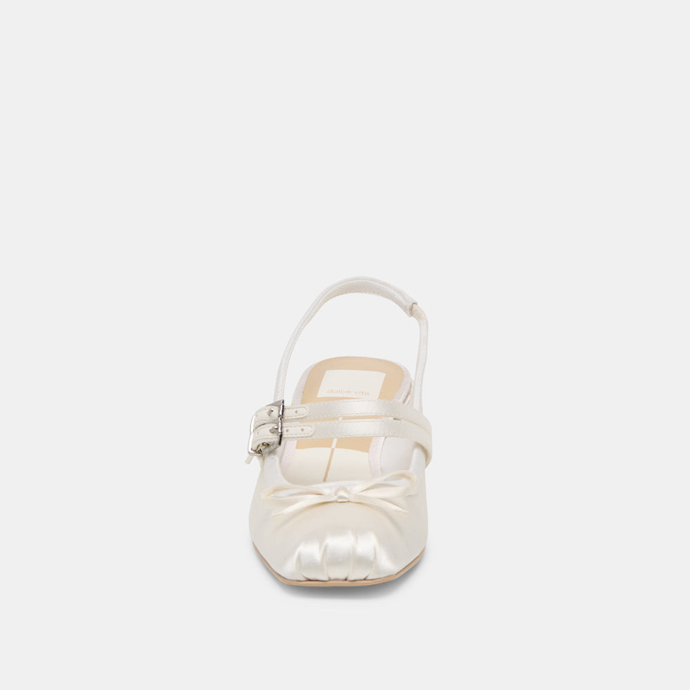 Dolce Vita SHOES | Loris True White Satin Heels
