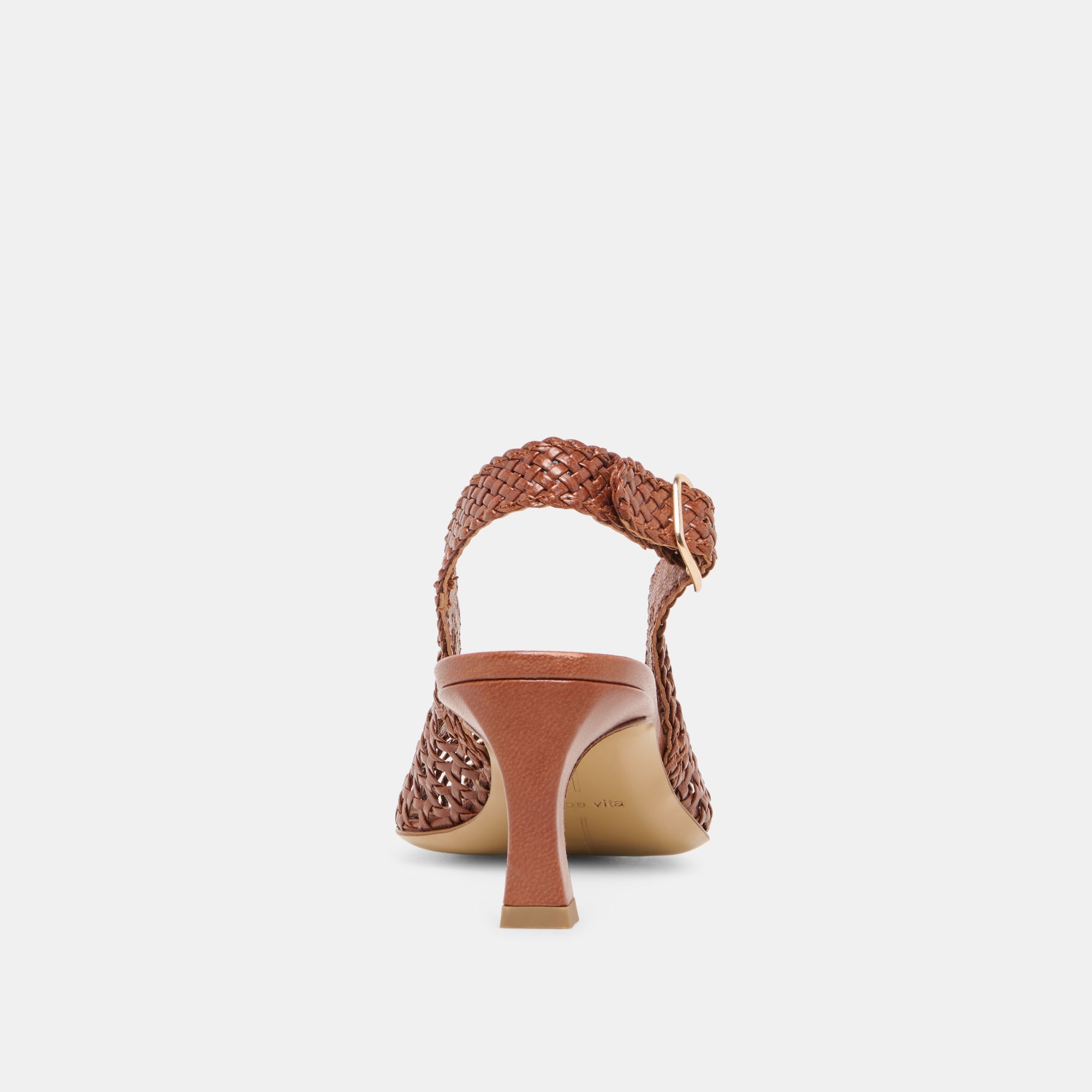 Dolce Vita SHOES | REMLA Tan Woven Leather Peep-Toe Kitten Heel
