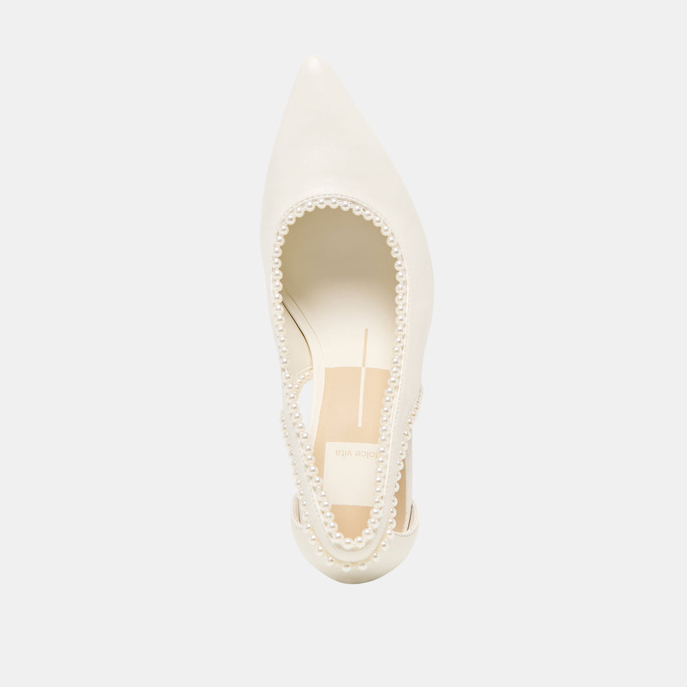 Dolce Vita SHOES | Kelson Pearl True White Leather Heels