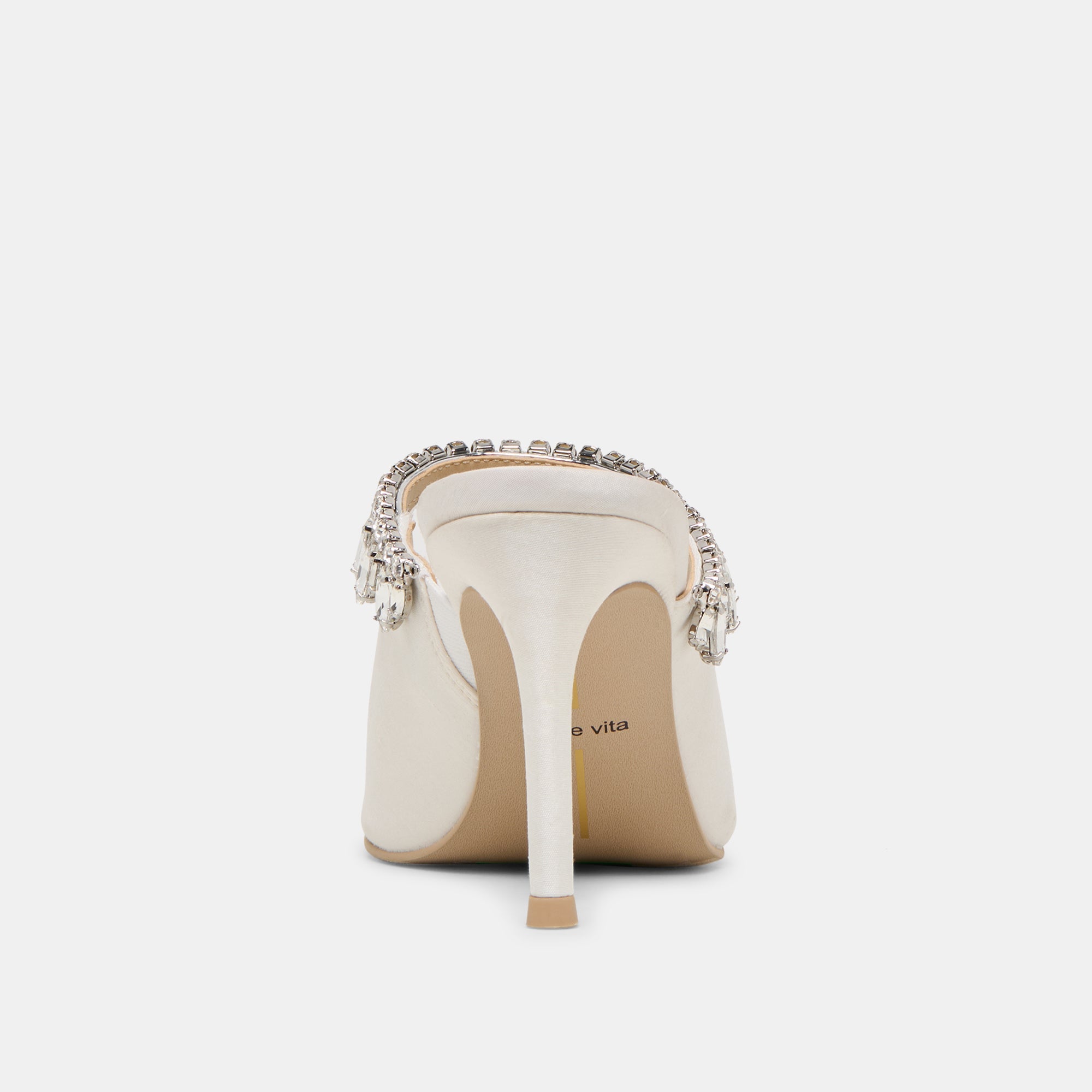 Dolce Vita SHOES | Keli Crystal White Satin Heels
