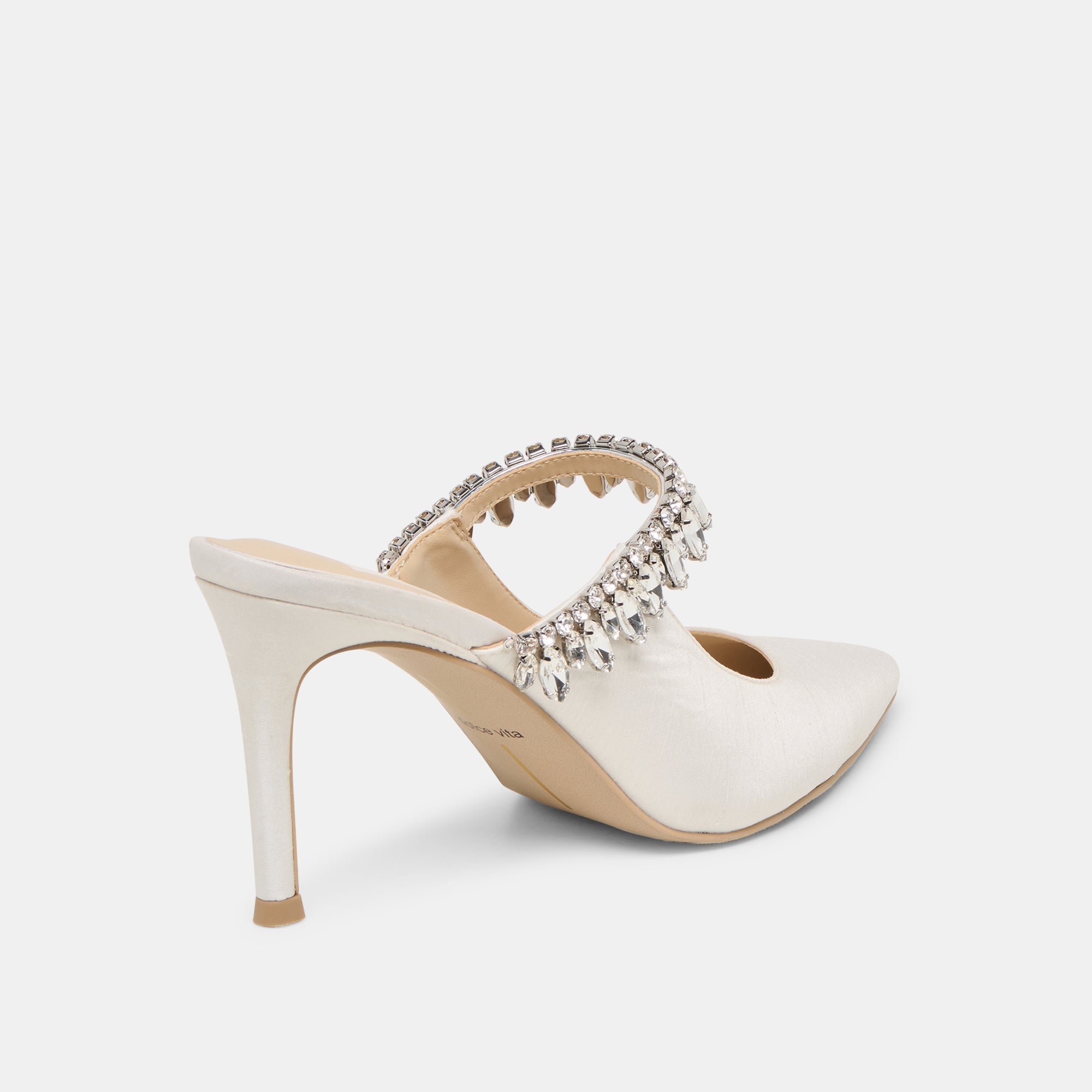 Dolce Vita SHOES | Keli Crystal White Satin Heels