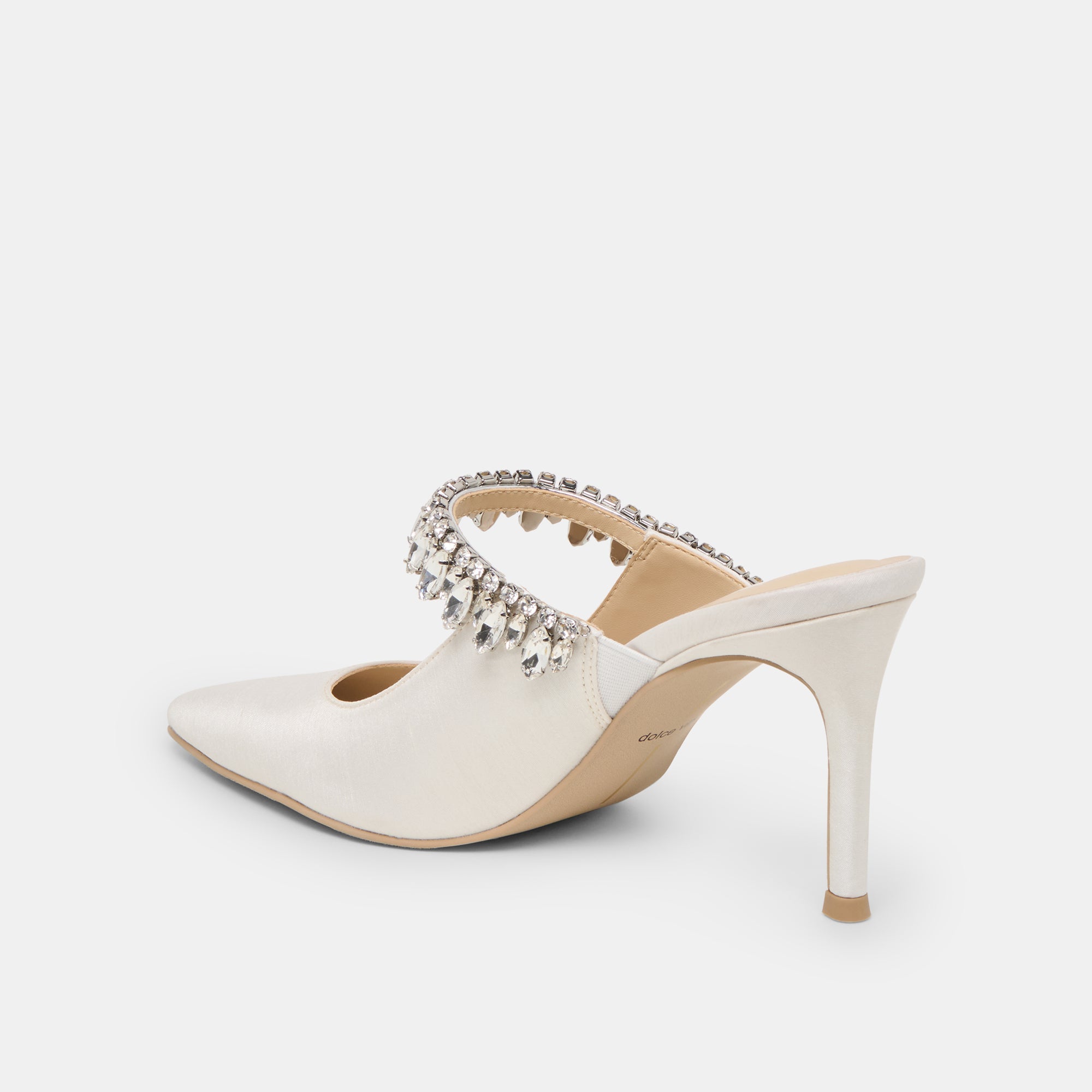 Dolce Vita SHOES | Keli Crystal White Satin Heels