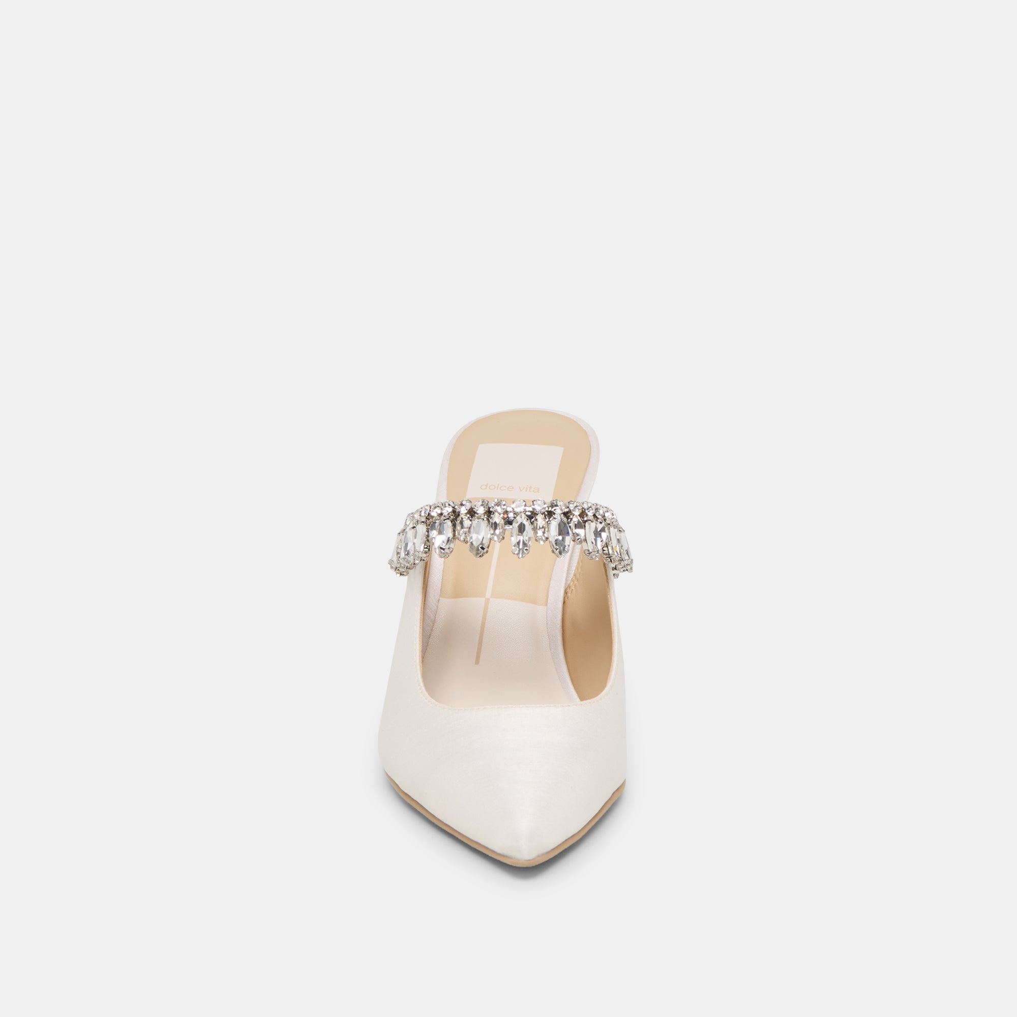 Dolce Vita SHOES | Keli Crystal White Satin Heels
