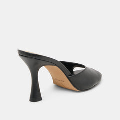 Dolce Vita SHOES | ROSHA Black Leather Open-Toe Mule Heels