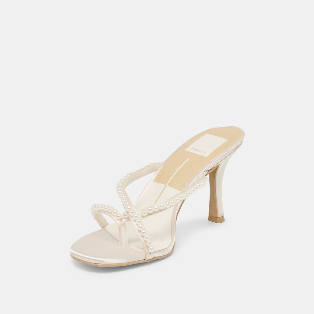 Dolce Vita SHOES | Liano Pearl Off White Satin Heels