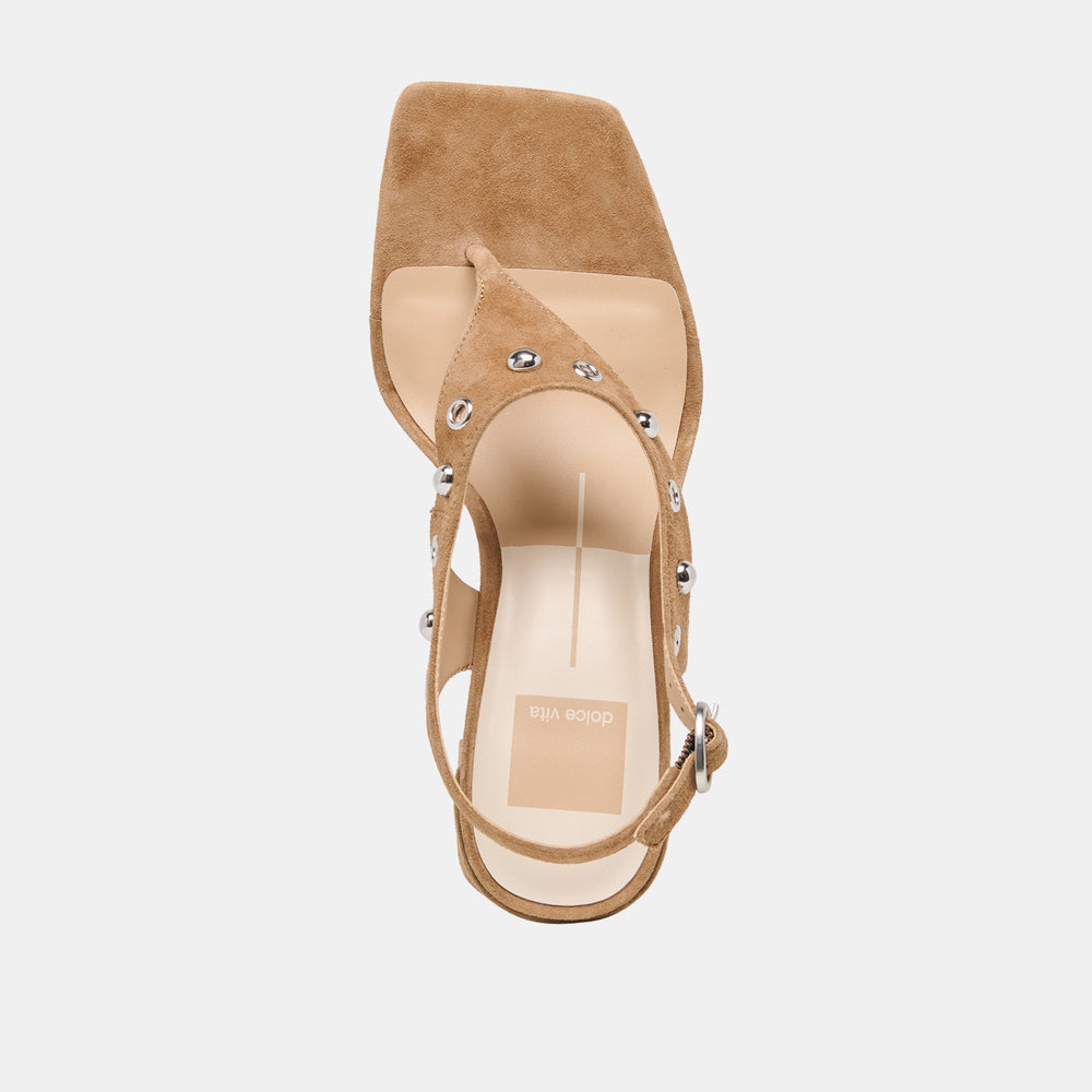 Dolce Vita SHOES | Yves Stud Lt Brown Suede Heels