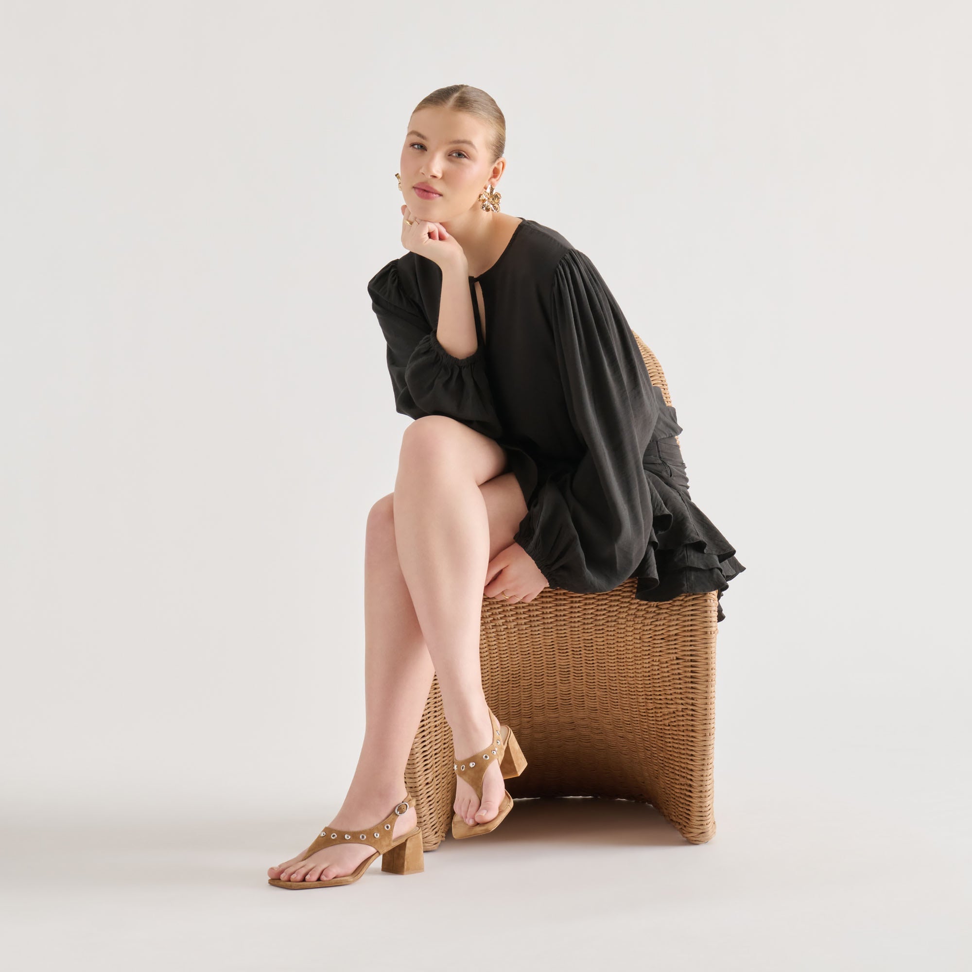 Dolce Vita SHOES | Yves Stud Lt Brown Suede Heels
