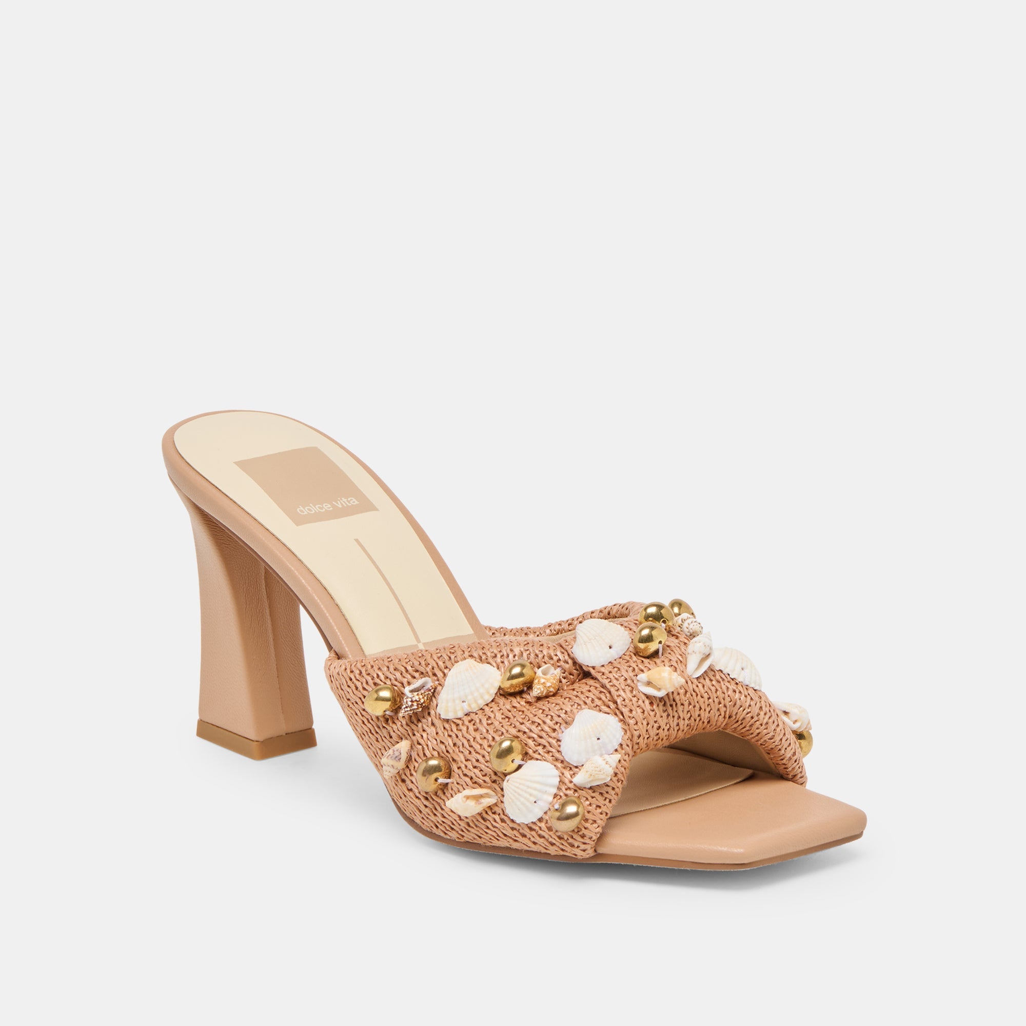 Dolce Vita SHOES | Tylah Toffee Beaded Raffia Heels