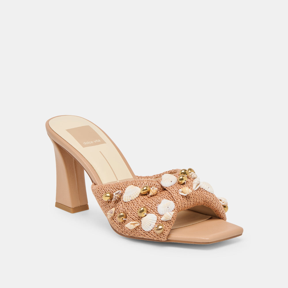 Dolce Vita SHOES | Tylah Toffee Beaded Raffia Heels