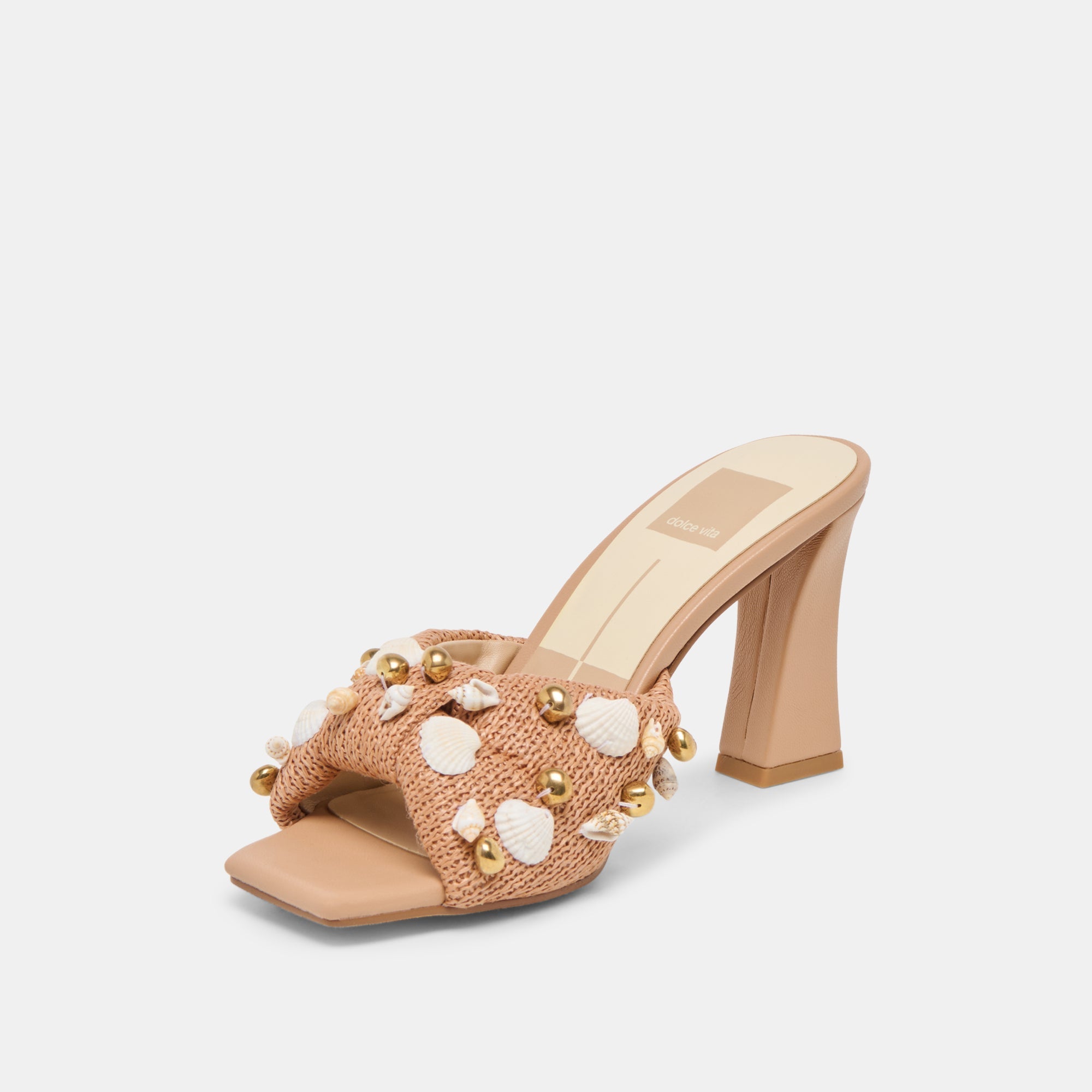 Dolce Vita SHOES | Tylah Toffee Beaded Raffia Heels