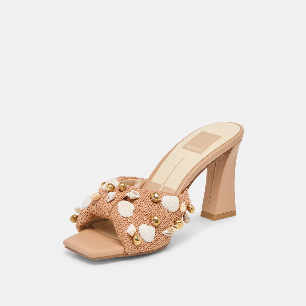 Dolce Vita SHOES | Tylah Toffee Beaded Raffia Heels