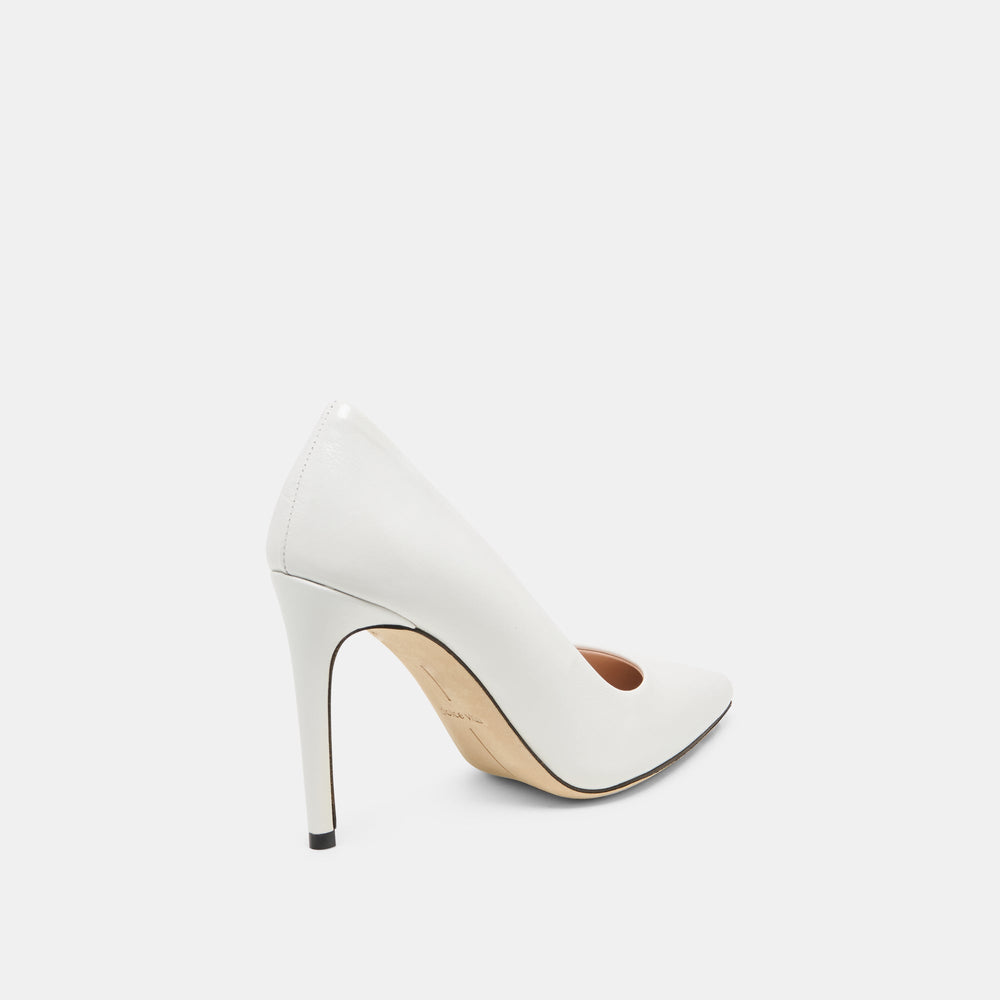 Dolce Vita SHOES | LANKY White Leather Closed-Toe Pump Stiletto Heels